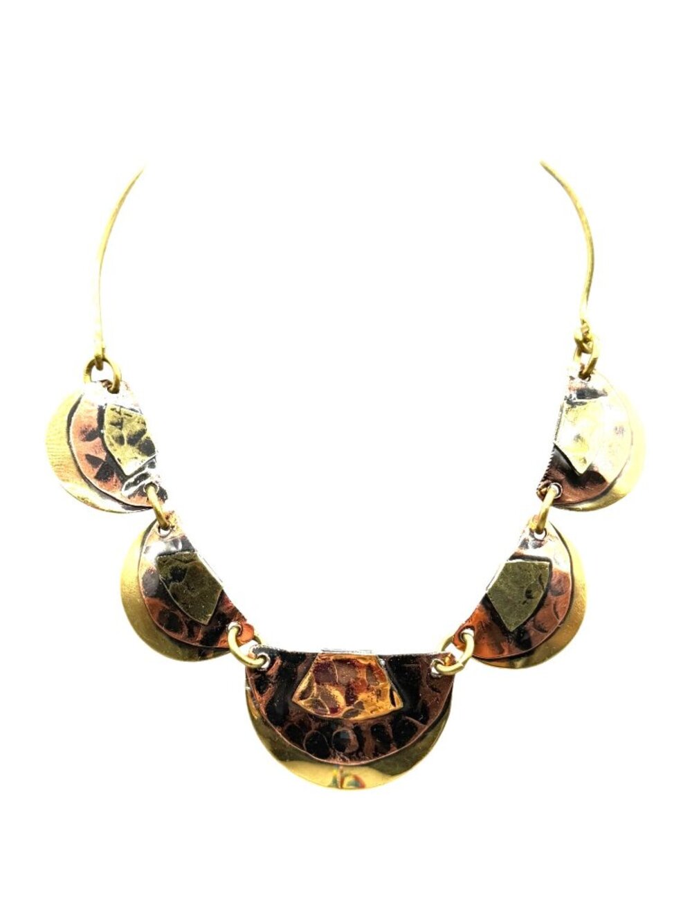 Vintage Brutalist Mixed Metals Copper And Brass Hand Crafted Geometric